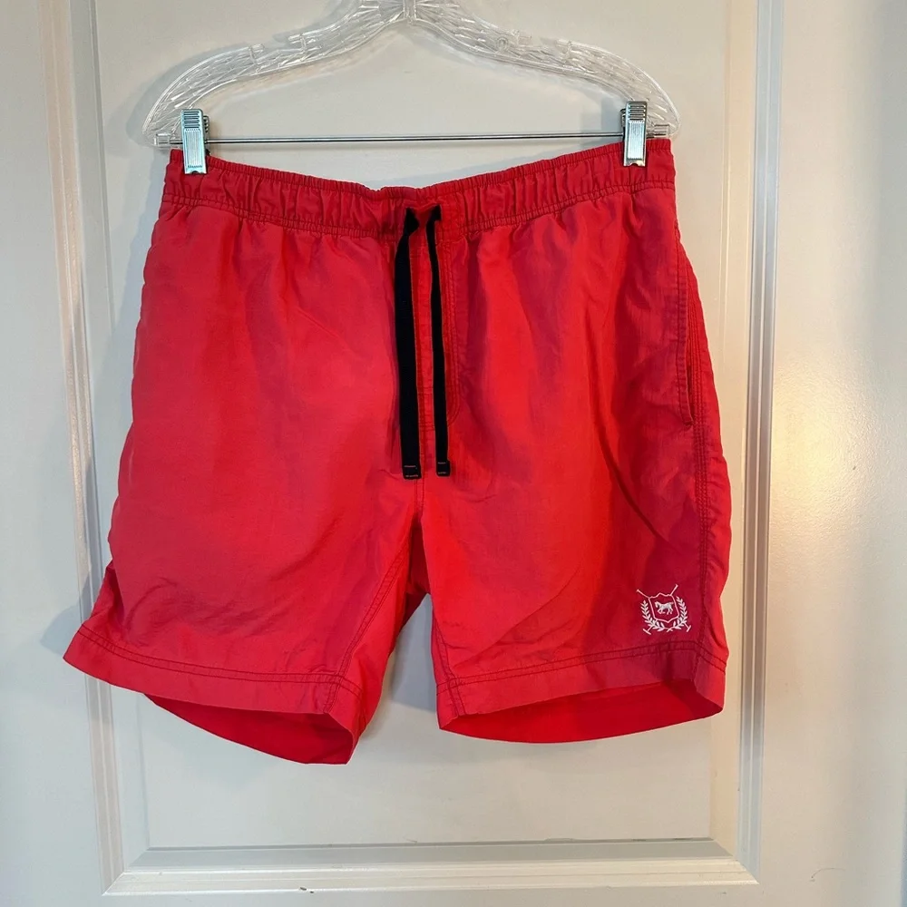 THRE3 Clothing Red Swim Trunks, Medium